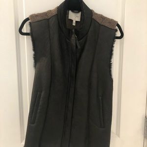 Joie leather and cable knit sweater vest